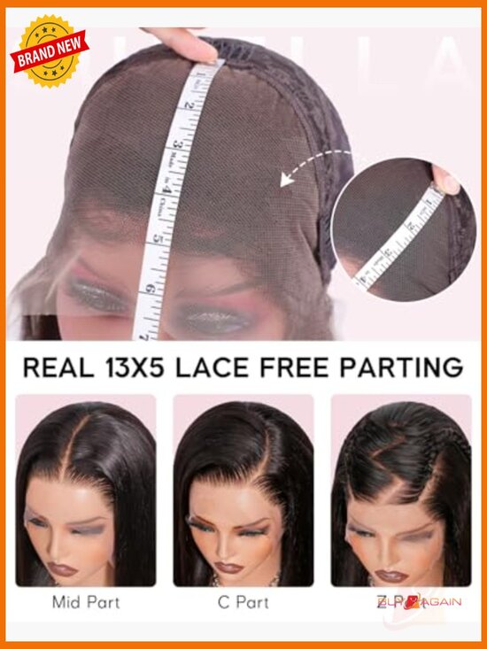 HD Lace Front Wig 220% Density 13x5 Straight Human Hair Pre Plucked 28inch
